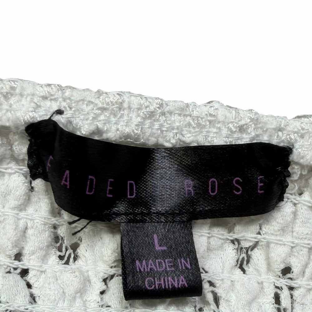 10/$25🦋 Faded Rose White Lace Crochet V-Neck Babydoll Mini Dress - Size Large - Picture 9 of 15
